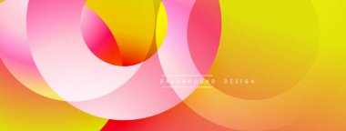 Soyut renkli çemberler örtüşüyor ve canlı gradyanlar yaratıyor. Pürüzsüz şekiller hareketi, sıcaklığı, modern tasarım estetiğini akla getiriyor..