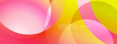Soyut renkli arkaplan. Üst üste binen çemberler canlı değişimler, pürüzsüz geçişler yaratır. Dijital projeler için modern tasarım ögesi.