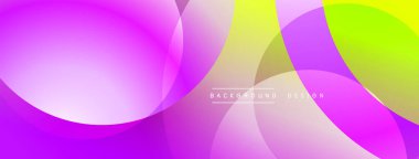 Soyut canlı katmanlar, pürüzsüz eğimler. Mor, sarı renkler modern tasarımı oluşturur. Minimalist estetik, akışkan şekiller mevcut.