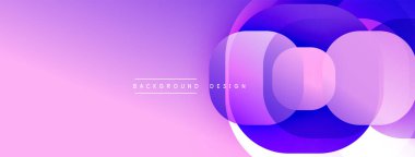 Soyut eğim arkaplanı. Mor renkler baskın, üst üste binen dairesel şekiller. Dijital projeler için modern tasarım ögesi.