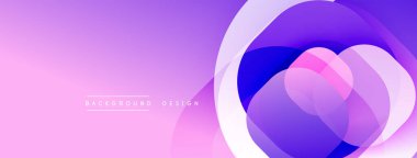 Soyut mor tasarım, üst üste binen daireler. Gradyan gölgeler derinlik yaratır, modern estetik. Minimalist bileşim, uygun arkaplan ögesi.