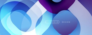 Soyut daireler örtüşüyor, parlak mavi ve mor renkler yaratıyor. Modern tasarım dinamik, temiz ve uygun bir arkaplan hissi veriyor.