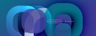 Soyut geometrik şekiller üst üste binerek katmanlı mavi tonlar yaratıyor. Modern tasarım akıcılık, derinlik ve görsel uyumu çağrıştırır..