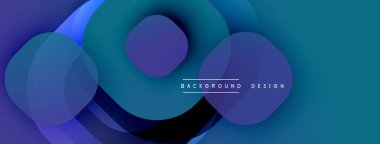 Soyut daireler örtüşüyor, parlak mavi mor renkler yaratıyor. Arkaplan ve sunumlar için modern tasarım ögesi.