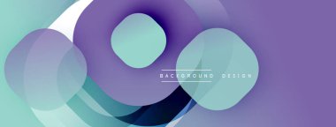 Soyut çemberler çakışıyor, yumuşak eğimler yaratıyor. Mor, deniz mavisi renkleri dizaynda baskın. Minimalist estetik, modern his. Arkaplan dokusu pürüzsüz.