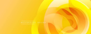 Soyut sarı arkaplan. Üst üste binen daireler dinamik ve modern görsel efektler yaratır. Sıcak tonlar kompozisyona hakim.