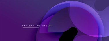 Soyut mor arkaplan. Üst üste binen şekiller dinamik görsel efekt yaratır. Dijital projeler için modern tasarım.