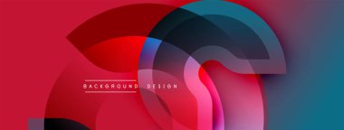 Soyut sıvı şekilleri örtüşür, canlı kırmızı ve mavi renkler yaratır. Modern tasarım elementleri dinamik hareket, görsel ilgi.