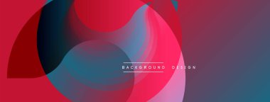 Soyut sıvı şekilleri örtüşür ve canlı renk değişimleri yaratır. Pembe, mavi renkler kompozisyona hakim. Modern tasarım ögesi.