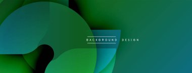 Soyut geometrik şekiller örtüşüyor, dinamik yeşil, deniz mavisi eğimleri yaratıyor. Özgeçmiş ve sunumlar için uygun minimalist tasarım.