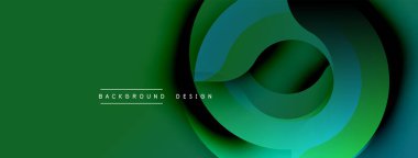 Soyut yeşil tasarım katmanlı dairesel şekiller içerir. Gradyan etkisi derinlik yaratır, modern estetik. Minimalist kompozisyon, uygun arkaplan.