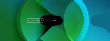 Soyut sıvı şekilleri, yeşil mavi gradyan. Modern tasarım öğesi, düz eğriler, dinamik kompozisyon. Minimalist arkaplan dokusu.