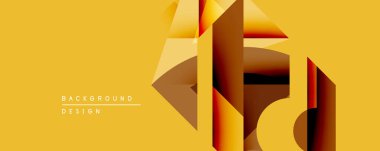 Soyut geometrik şekiller, sıcak sarı tonlar, modern tasarım. Minimalist kompozisyon dinamik görsel etki yaratır.