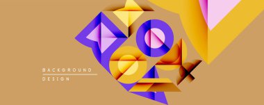 Soyut geometrik bileşim. Canlı şekiller örtüşüyor, dinamik görsel etki yaratıyor. Sıcak renk paleti tasarıma hükmediyor.