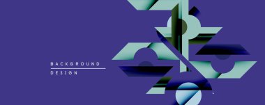 Soyut geometrik şekiller örtüşür, dinamik görsel efekt yaratır. Mavi, deniz mavisi renkleri kompozisyona hakim. Modern tasarım ögesi.