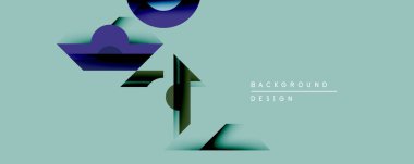 Soyut şekiller örtüşür, dinamik bileşim yaratır. Mavi, yeşil renkler minimalist arka plan tasarımına hakim. Yumuşak gradyanlar modern estetik sunar.