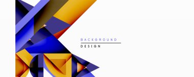 Soyut geometrik şekiller, canlı renkler, modern tasarım. Mavi, sarı gradyanlar dinamik bileşim oluşturur. Minimalist tarz, temiz estetik..