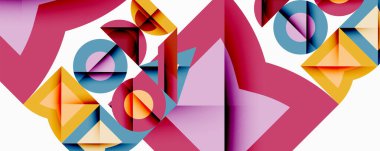 Soyut geometrik bileşim. Şekiller örtüşüyor, canlı renk farklılıkları yaratıyor. Modern tasarım, temiz çizgiler, dinamik görsel etki.