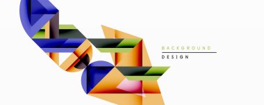 Soyut geometrik şekiller örtüşür, canlı renkli tasarım yaratır. Modern tarz, temiz çizgiler, dinamik kompozisyon.