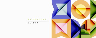 Soyut geometrik şekiller örtüşür, canlı renkli tasarım yaratır. Modern estetik, arka planlar ve sunumlar için uygun..