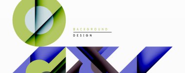 Soyut geometrik şekiller, canlı renkler, modern tasarım elementleri. Üst üste binen katmanlı minimalist kompozisyon, temiz estetik.