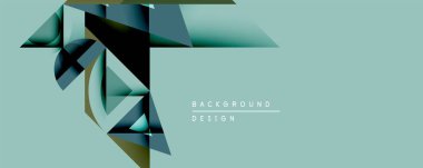 Soyut geometrik şekiller örtüşür, katmanlı tasarım yaratır. Teal arkaplanı kontrastı sağlar, modern estetik. Mevcut en küçük metin.