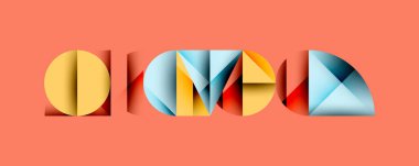 Geometrik şekiller COVID 'yi oluşturur. Parlak renkler, katmanlı tasarım modern görsel etki yaratır. Basit arkaplan harf netliğini arttırır.