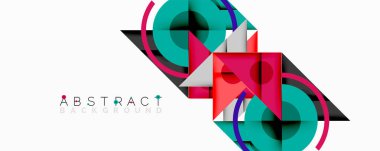 Modern geometrik tasarım. Canlı şekiller örtüşüyor, dinamik görsel etki yaratıyor. Teal, pembe, siyah baskın kompozisyon.