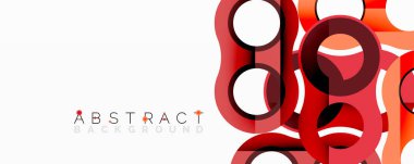 Soyut tasarım, birbirine bağlı kırmızı daireler oluşturarak modern görsel doku oluşturur. Minimalist tarz, temiz çizgiler, canlı renkler.