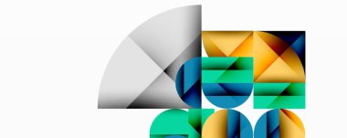 Soyut geometrik şekiller örtüşür ve canlı bir bileşim yaratır. Renkler harmanlanır, modern tasarımı oluşturur. Temiz çizgiler, mevcut gradyanlar.