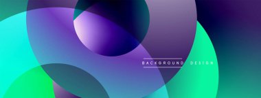 Üst üste binen daireler içeren soyut kompozisyon. Canlı gradyanlar dinamik görsel efekt yaratır. Modern tasarım ögesi.