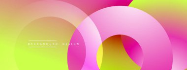 Soyut renkli çemberler çakışıyor. Gradyan gölgeler modern görsel efektler yaratır. Yumuşak renkler kusursuz bir şekilde harmanlanır ve dinamik bileşim oluşturur..