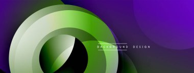 Soyut sıvı şekilleri, canlı yeşil mor gradyanlar. Modern tasarım ögesi, düz eğriler dinamik bileşim oluşturur.