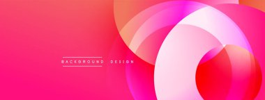 Soyut pembe tasarım, üst üste binen daireler. Gradyan gölgeler dinamik görsel efekt yaratır. Modern, canlı arkaplan.