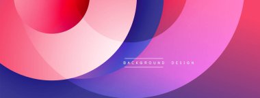 Soyut renkli örtüşen daireler canlı modern arka plan yaratır. Yumuşak gradyanlar, pembeler, maviler, kırmızılar kompozisyona hakim.