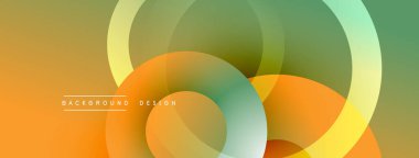 Soyut katmanlı daireler, sıcak renklerin karışımı. Gradyan arka plan modern görsel efekt yaratır. Düz geçişler, basit tasarım..