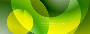 Soyut canlı yeşil arka plan. Üst üste binen daireler dinamik görsel akış yaratır. Yumuşak eğimler modern estetik sunar.