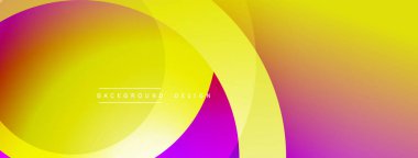 Soyut renkli arkaplan. Üst üste binen daireler canlı gradyanlar yaratır, sarı, turuncu, pembe renkler kompozisyona hakim olur. Modern tasarım ögesi.