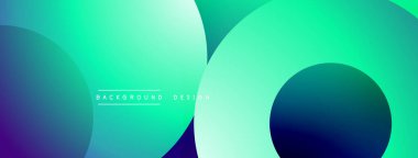 Soyut gradyan çemberler çakışıyor. Canlı deniz mavisi, mor renkler modern arkaplan tasarımı yaratır. Yumuşak geçişler, dinamik kompozisyon.