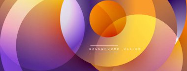 Soyut renkli çemberler örtüşüyor ve canlı gradyanlar yaratıyor. Modern tasarım arka planlar, sunumlar ve markalaşma için uygundur..