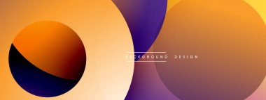 Soyut çakışan daireler. Sıcak renk paleti baskın, gradyanlar mevcut. Modern tasarım, basit kompozisyon, görsel çekicilik..