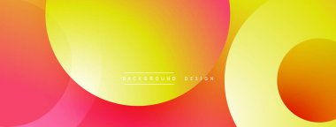 Soyut renkli arkaplan. Üst üste binen daireler canlı bir değişim etkisi yaratır. Çeşitli projeler için modern tasarım.