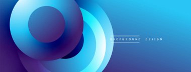 Soyut mavi katmanlar dinamik dairesel bileşim oluşturur. Dereceli gölgeler derinlik sunar, modern estetik. Minimalist tasarım.
