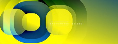 Soyut katmanlı daireler, canlı renklerin karışımı. Gradyan arka plan dinamik görsel efekt yaratır. Modern tasarım ögesi.