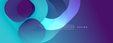 Soyut üst üste binen daireler, parlak mavi mor gradyanlar. Modern tasarım, pürüzsüz geçişler, dinamik kompozisyon. Arkaplan ögesi.