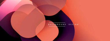 Soyut örtüşen şekiller dinamik gradyan arkaplan oluşturur. Sıcak renkler kompozisyona hakim, modern estetik sunuyor..