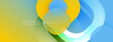 Soyut renkli katmanlar modern arkaplan oluşturur. Yumuşak gradyanlar sarı, yeşil ve mavi renkleri harmanlarlar. Minimalist tasarım taze, dinamik hissettiriyor.