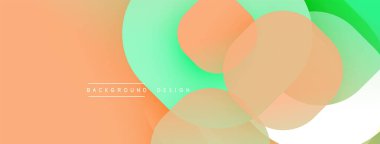 Soyut renkli arkaplan. Üst üste binen daireler modern tasarım yaratır. Yumuşak gradyanlar, şeftali, turkuaz renkler kompozisyona hakim..