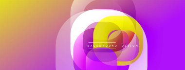 Soyut canlı katmanlar dinamik bileşim yaratır. Pürüzsüz gradyanlar, yuvarlak şekiller, modern tasarım elementleri görsel uyum sunar.