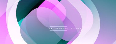 Soyut çemberler çakışıyor, canlı gradyanlar yaratıyor. Pembe, mor, deniz mavisi renkleri kusursuz bir şekilde harmanlanır. Arka planlar için modern tasarım ögesi.
